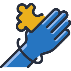 holding up a puzzle piece
